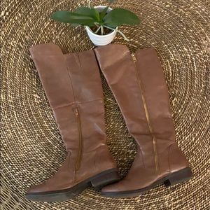Brown leather boots